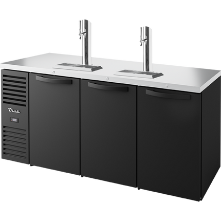 True Keg Chiller / Dispenser Black Ext 3 Solid Swing Doors TDR72-RISZ1-L-B-SSS-2-TR