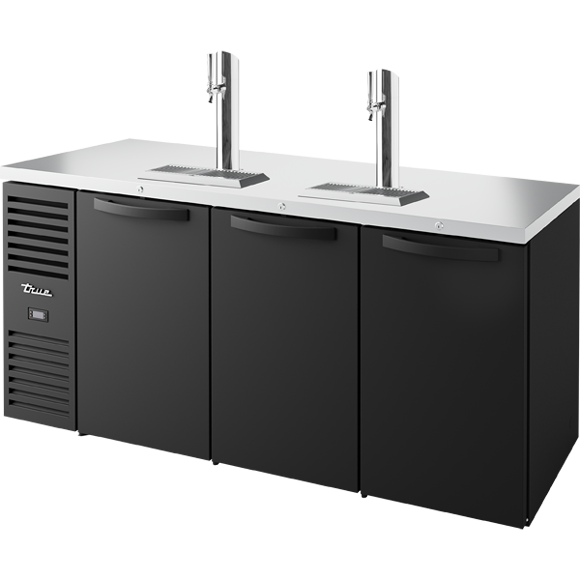True Keg Chiller / Dispenser Black Ext 3 Solid Swing Doors TDR72-RISZ1-L-B-SSS-2-TR