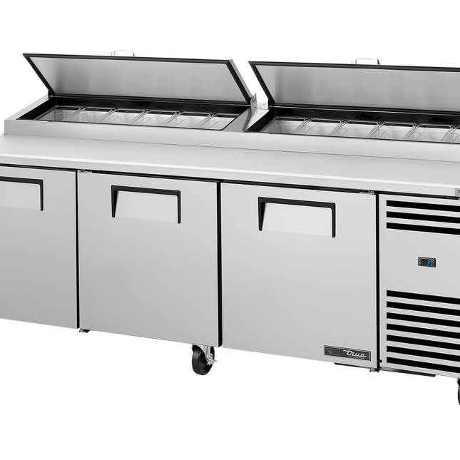 True Pizza Prep Table 12x 1/3 Top Pans 3 Solid Swing Doors - 875L - 2369mm Wide - 854mm Deep (50Hz) - Model AT2 TPP-AT2-93-HC-TR