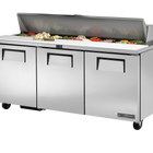 True Prep Table 18x 1/6 Top Pans 3 Solid Swing Doors - 538L - 1839mm Wide - 766mm Deep TSSU-72-18-HC-TR
