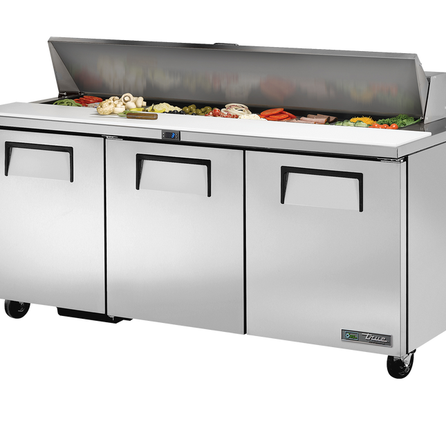 True Prep Table 18x 1/6 Top Pans 3 Solid Swing Doors - 538L - 1839mm Wide - 766mm Deep TSSU-72-18-HC-TR