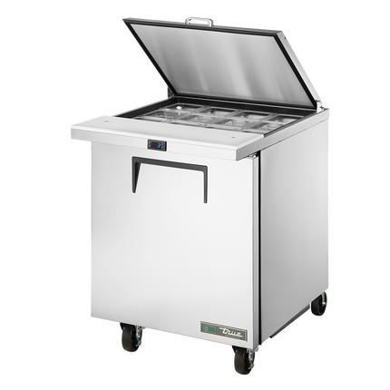 True Prep Table 12x 1/6 Top Pans 1 Solid Swing Door Removable lids TSSU-27-12M-C-HC FLID-TR