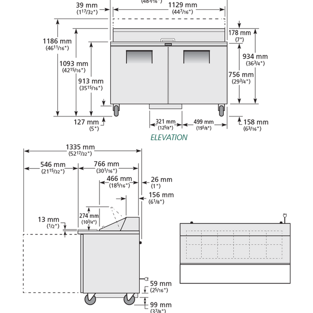 True Prep Table 12x 1/6 Top Pans 2 Solid Swing Doors - 340L - 1229mm Wide - 766mm Deep TSSU-48-12-HC-TR