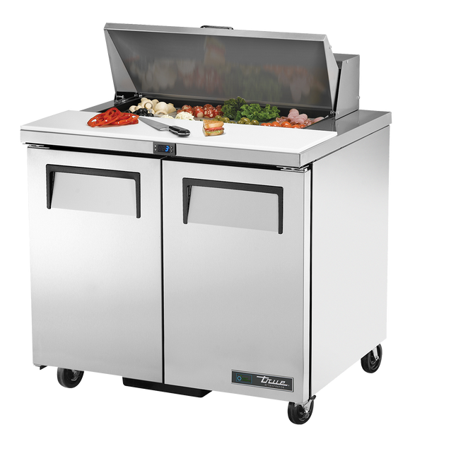 True Prep Table 8x 1/6 Top Pans 2 Solid Swing Doors - 240L TSSU-36-08-HC-TR