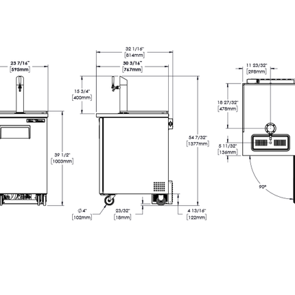 True Keg Chiller / Dispenser Black Exterior 1 Solid Swing Door TDD-1-HC-TR