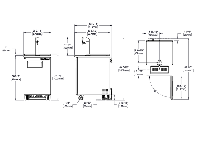True Keg Chiller / Dispenser Black Exterior 1 Solid Swing Door TDD-1-HC-TR