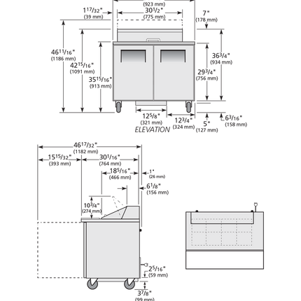 True Prep Table 8x 1/6 Top Pans 2 Solid Swing Doors - 240L TSSU-36-08-HC-TR