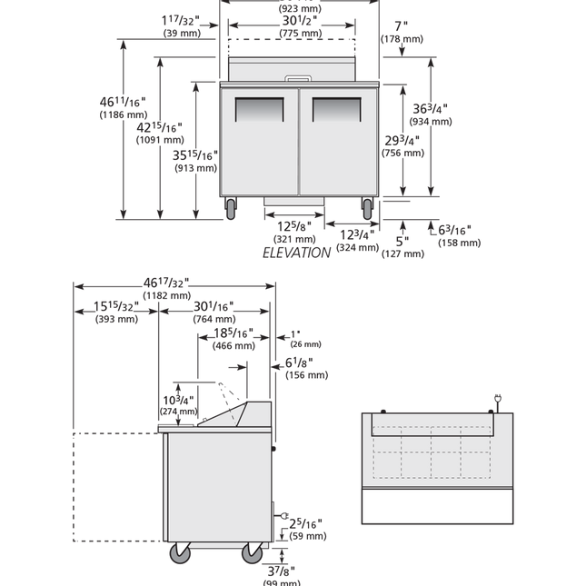 True Prep Table 8x 1/6 Top Pans 2 Solid Swing Doors - 240L TSSU-36-08-HC-TR