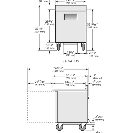 True Worktop Counter Freezer 1 Solid Swing Door TWT-27F-HC-TR