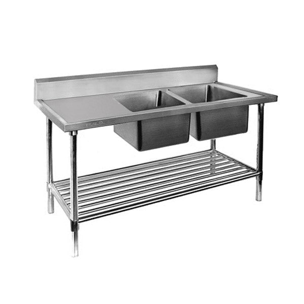 Modular Systems 304 Grade Stainless Steel Double Right Sink Bench - Right Sinks - DSB6-1500R/A