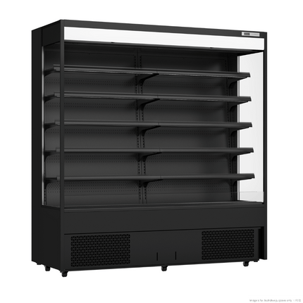 Thermaster OC-1830B 810L open multideck beverage display fridge black front view