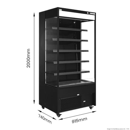 Thermaster OC-915B Open Multideck Beverage Display Fridge — Loaded with Beverages