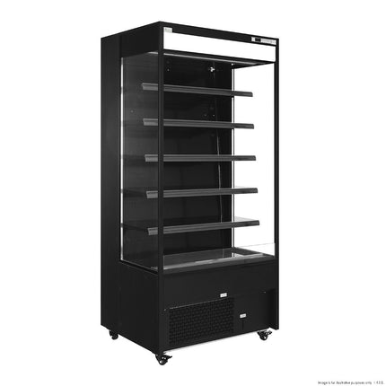 Thermaster OC-1220B Black Open Multideck Fridge — interior side view