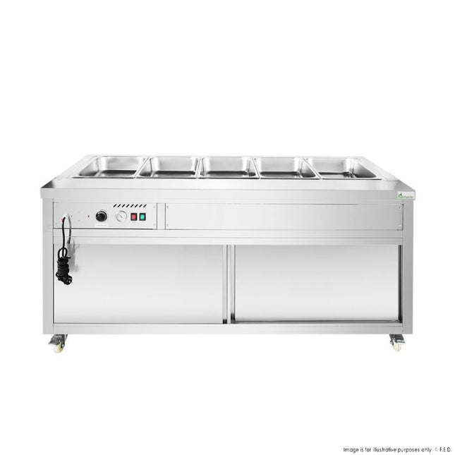 Heated Food Display without Glass Top Hold 5x1/1 GN Pans 1800x765x845mm