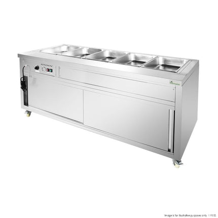 Heated Food Display without Glass Top Hold 5x1/1 GN Pans 1800x765x845mm