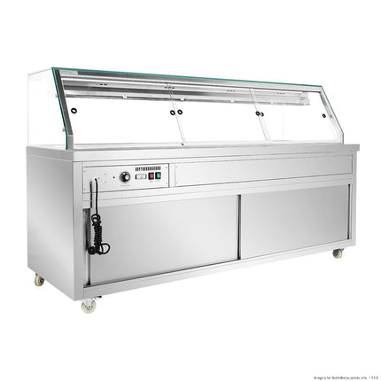 Thermaster PG210FE-XG 2100mm Wet &amp; Dry Hot Bain Marie Display — front angled view