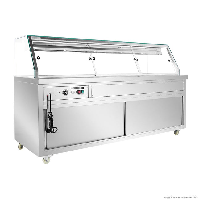Thermaster PG210FE-XG 2100mm Wet &amp; Dry Hot Bain Marie Display — front angled view
