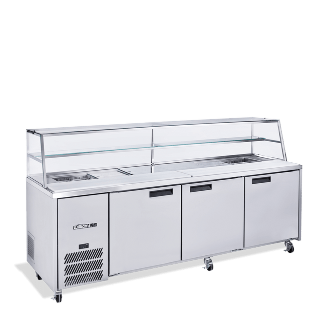 Williams Jade Sandwich - Three Door Stainless Steel Prep Counter Refrigerator With Blown Air Well