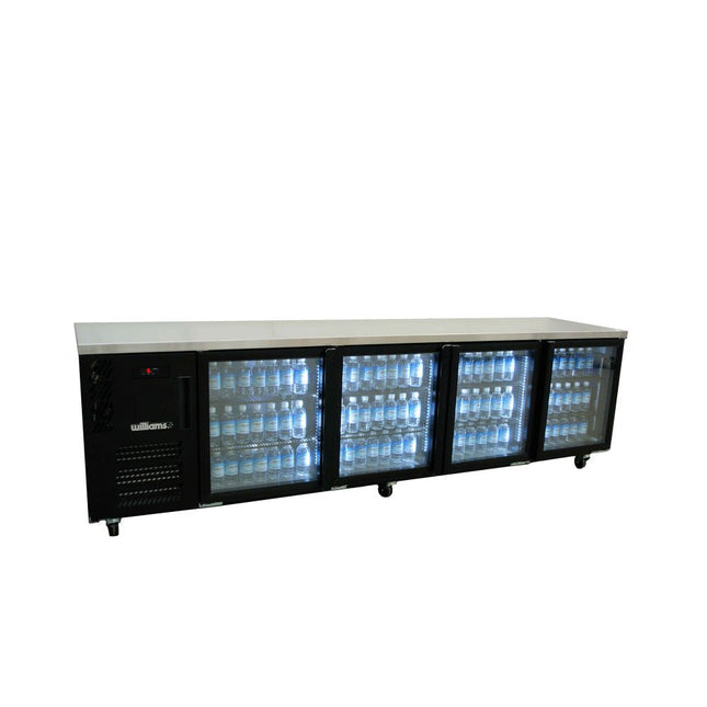 Williams Boronia -  Four Door Black Colorbond Under Counter Display Refrigerator