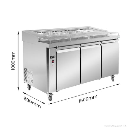 Thermaster PWB150 Pizza Prep Bar Fridge — detail view