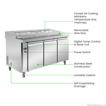 Thermaster PWB150 Pizza Prep Bar Fridge — detail view