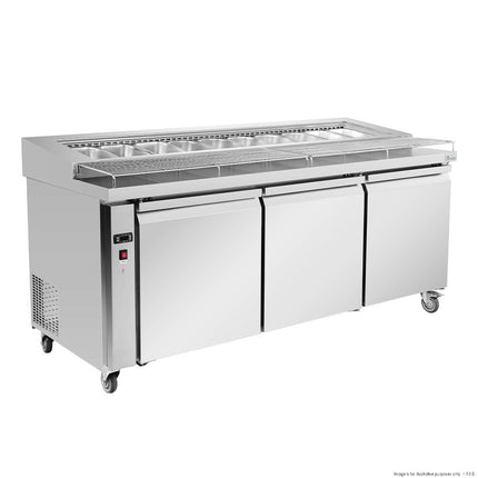 Thermaster PWB180 Three-Door Pizza Prep Bar Fridge — front view