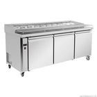 Thermaster PWB200 Three Door Deluxe Pizza Prep Bench Fridge – front view