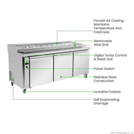 Thermaster PWB200 Pizza Prep Bench – side angle