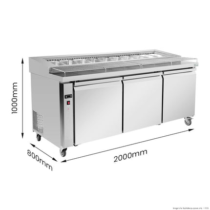 Thermaster PWB200 Pizza Prep Bench – GN pan rail detail