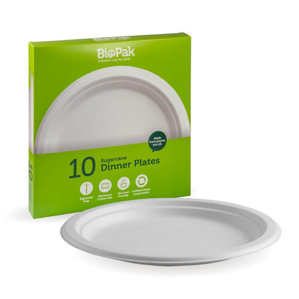 BioPak BioCane Plates – Bulk (Retail Packs) RT-B-PL-10-6X10P-P