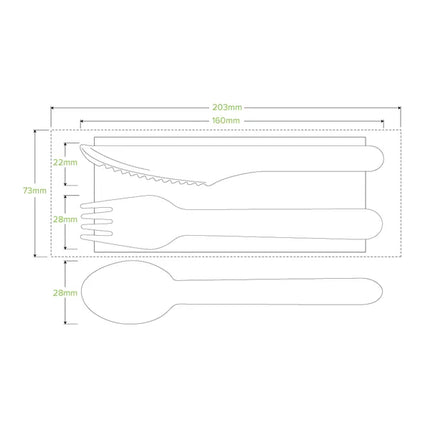 BioPak RT-HY-16KFSN-R 16cm fork, knife, spoon & napkin