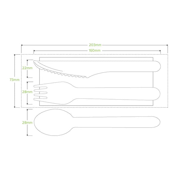 BioPak RT-HY-16KFSN-R 16cm fork, knife, spoon & napkin