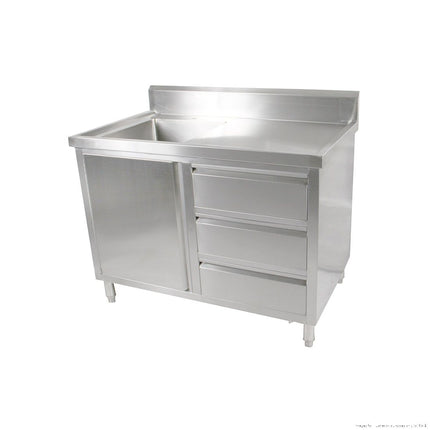 Modular Systems Fully Stainless Steel Sink Cabinet with Drawers