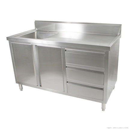 Modular Systems Fully Stainless Steel Sink Cabinet with Drawers