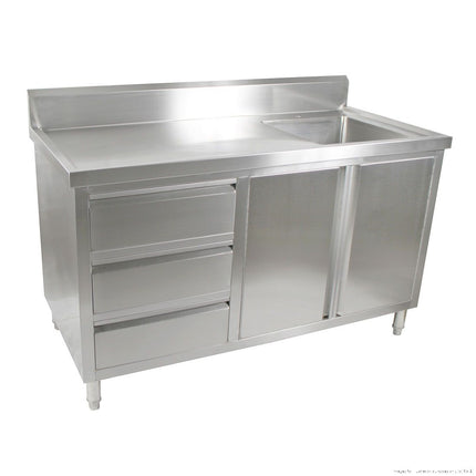 Modular Systems Fully Stainless Steel Sink Cabinet with Drawers