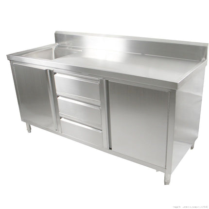 Modular Systems Fully Stainless Steel Sink Cabinet with Drawers