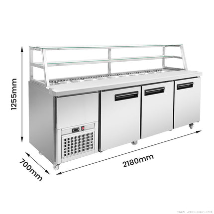 Thermaster 1000L Three Door Deluxe Sandwich & Salad Prep Bar Fridge SCB/21