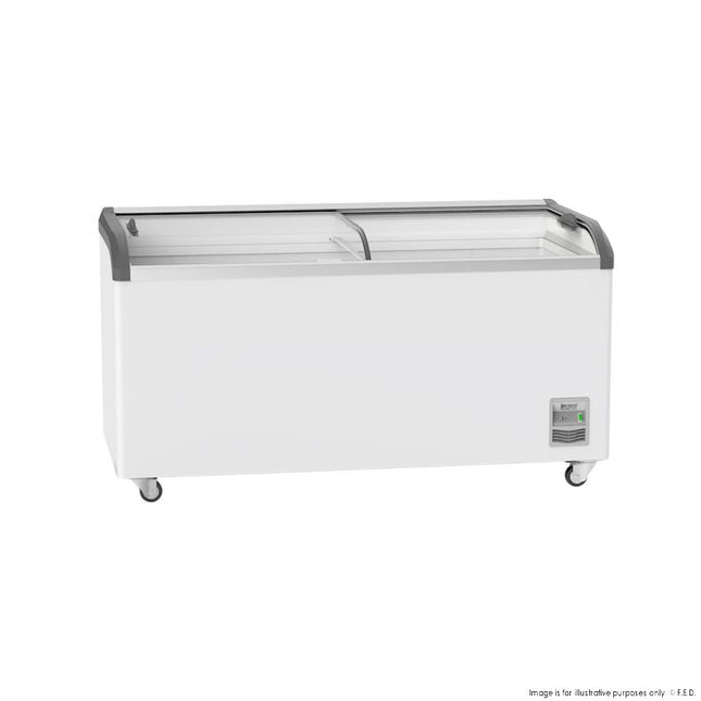 Thermaster SD-576K 576L Supermarket Glass Sliding Lid Chest Freezer - Front View
