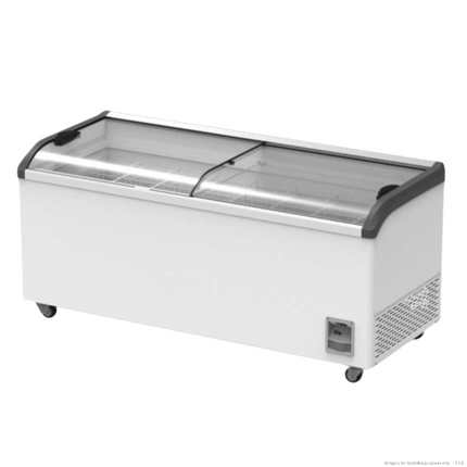 Thermaster SD-666K 666L Supermarket Glass Sliding Lid Chest Freezer - front view