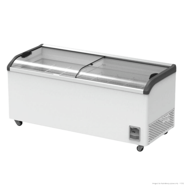 Thermaster SD-666K 666L Supermarket Glass Sliding Lid Chest Freezer - front view