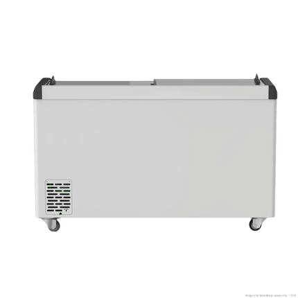 Thermaster SD-666K 666L Supermarket Glass Sliding Lid Chest Freezer - angle view