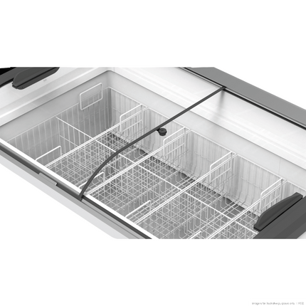 Thermaster SD-666K 666L Supermarket Glass Sliding Lid Chest Freezer - detail view