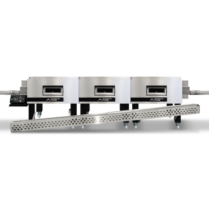 Moretti Forni Triple Chamber Length Electric Conveyor Oven On Legs 32" Belt 2730 x 810mm TT98E-XL