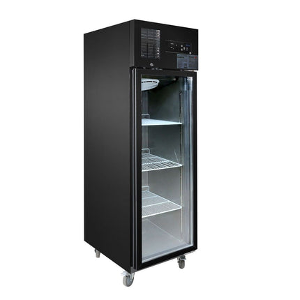 Thermaster Single Glass Door Upright Freezer Black Stainless Steel SUFG500B
