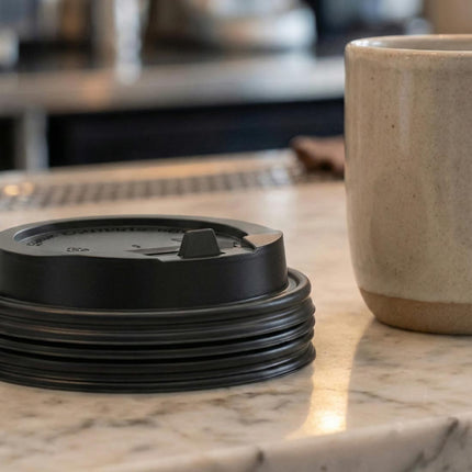 PakMax Black PS Coffee Cup Enclosure Lids