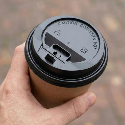 PakMax Black PS Coffee Cup Sip-Through Lids