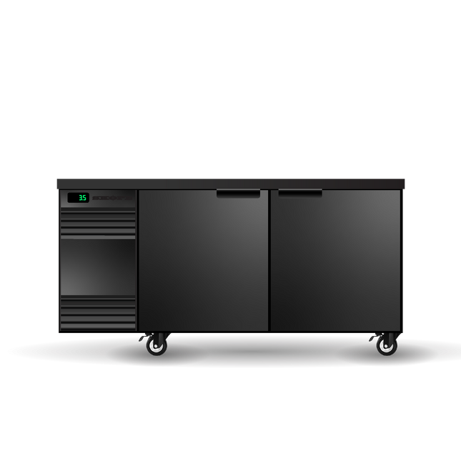Skope BackBar 2 Solid Swing Door CounterLine Fridge - CL.2.SSW-BLACK
