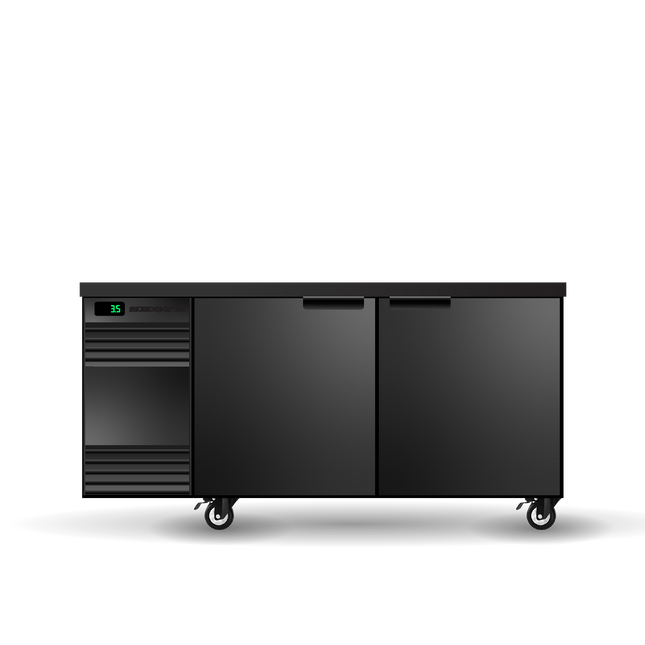 Skope BackBar 2 Solid Swing Door SlimLine Fridge - SL.2.SSW-BLACK