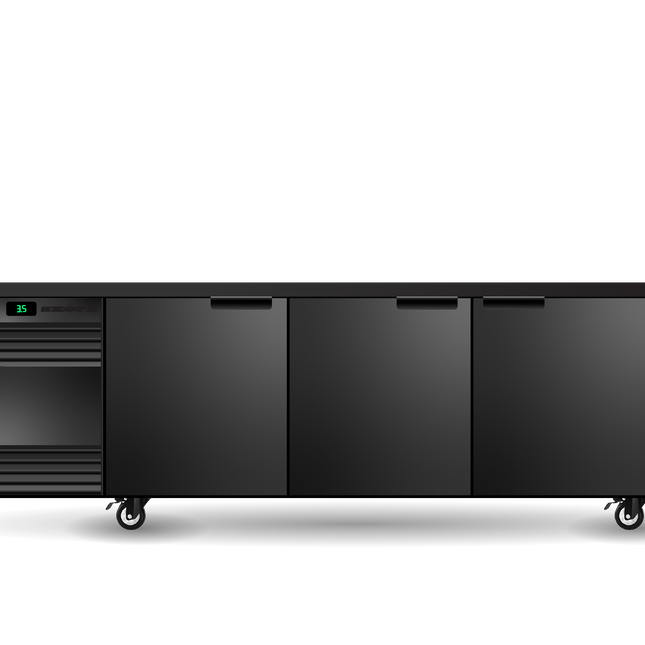 Skope BackBar 3 Solid Swing Door SlimLine Fridge - SL.3.SSW-BLACK
