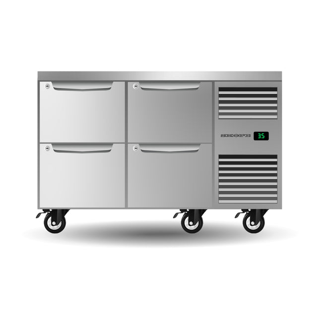 Skope ProSpec Four Drawer Two Bay Underbench GN 1/1 Right Hand Fridge - PG11.UBR.2.D4.RH